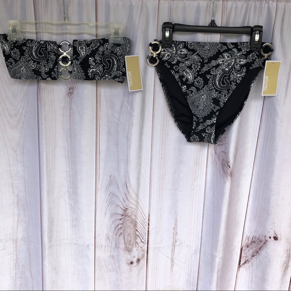 Micheal Kors Black and White Floral Bikini